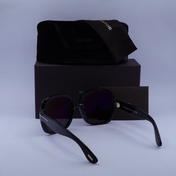 Tom Ford FT1221 01A Saffron Square Sunglasses - Shiny Black\Smoke - Picture 4 of 8